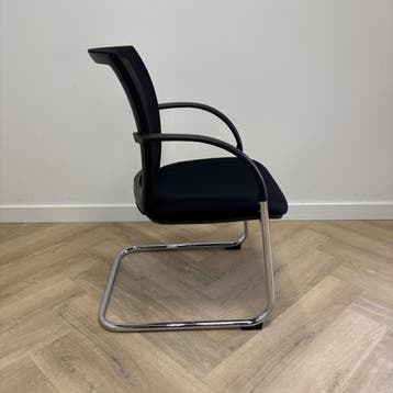vergaderstoel / sledestoel + gaasrug, zwart - chroom