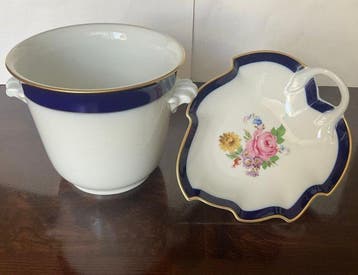 Hutschenreuther - Pot de fleurs - Porcelaine - dans un bol à