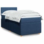 vidaXL Boxspring met matras stof blauw 90x200 cm, Verzenden