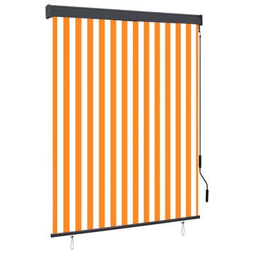 vidaXL Rolgordijn voor buiten 140x250 cm wit en oranje, Verzenden, Nieuw