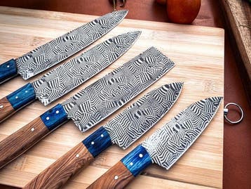 Keukenmes - Kitchen knife set - 742 - Staal, Hout,
