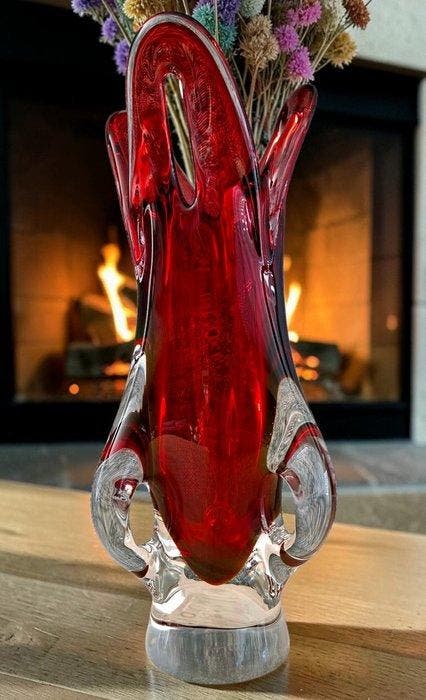 Egermann - Vase - Cristal - Signature gravée - 31 cm, Antiquités & Art, Antiquités | Verre & Cristal