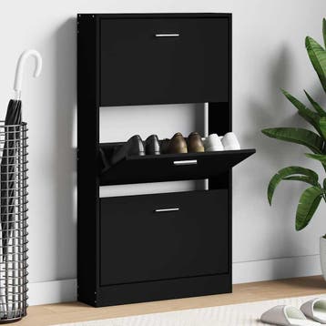 vidaXL Schoenenkast 59x17x108 cm bewerkt hout zwart, Verzenden, Nieuw