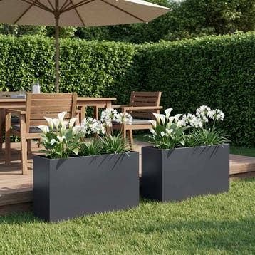 vidaXL Plantenbak 2 st Antraciet 80 x 30 x 40 cm Koudgewalst, Tuin en Terras, Bloempotten, Verzenden, Nieuw
