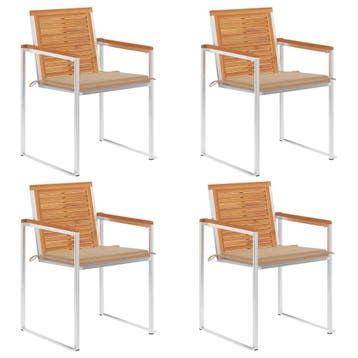 vidaXL Tuinstoelen 4 st met kussens massief acaciahout, Tuin en Terras, Tuinstoelen, Verzenden, Nieuw