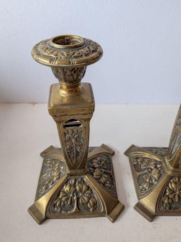 Kandelaar (2) - Brons - Art Nouveau kandelaars