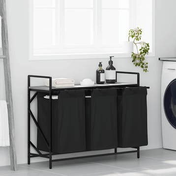 vidaXL Wasmand 3 vakken met plank grijs sonoma eiken, Verzenden