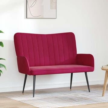 vidaXL 2-Zits Sofa Wijnrood 115 x 61 x 87 cm fluweel, Verzenden, Nieuw