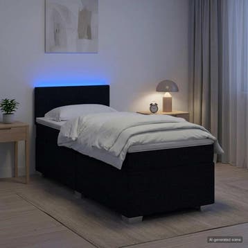 vidaXL Boxspringbed met matras en LED Zwart 80 x 200 cm Stof, Verzenden, Nieuw