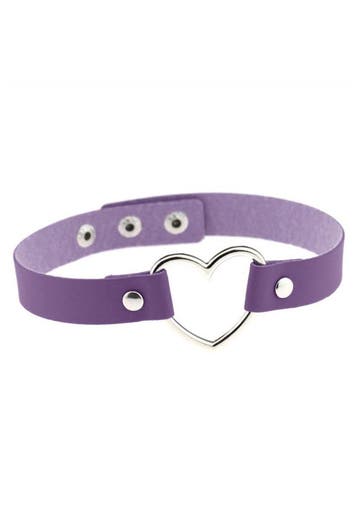 KIMU® Choker Paars Hartje Pu Leer Collar Ketting Hart Halsba, Handtassen en Accessoires, Kettingen, Ophalen of Verzenden, Nieuw