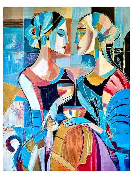 Kiri Aguilera (1982) XL 120 x 90 cm - Vínculo Sagrado, Antiquités & Art, Art | Peinture | Moderne