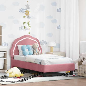 vidaXL Peuterbedframe met hoofdboard Roze 70 x 140 cm, Verzenden, Nieuw
