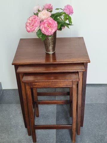 Tables gigognes - Ensemble de 3 tables gigogues vintage en, Antiquités & Art