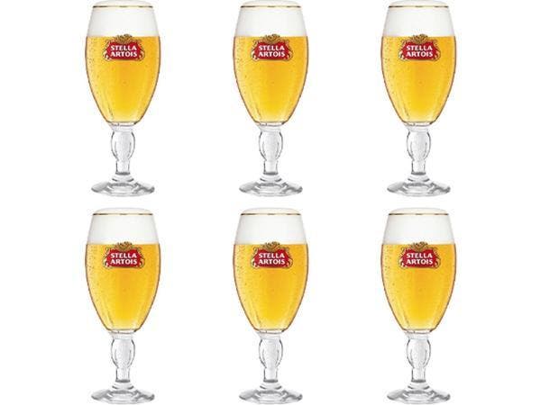 Veiling - Stella Artois - Chalice Bierglas 250ml - 6 stuks, Huis en Inrichting, Keuken | Keukenbenodigdheden, Nieuw