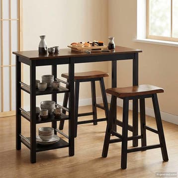 vidaXL 3-delige Barset MDF zwart, Verzenden