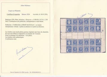 Belgique 1930 - bars - PU 3/4 + PUc A 3/4( 2x samenhangend