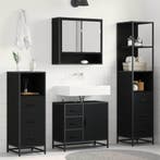 vidaXL Badkamermeubel Set met lade 4 pcs Zwart Eiken Bewerkt, Verzenden, Nieuw