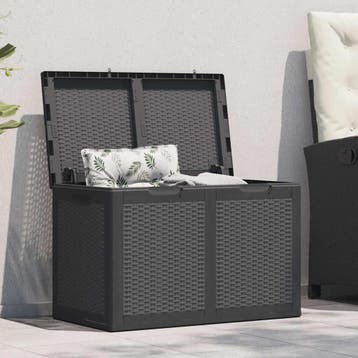 vidaXL Tuinbox 180 L PP rattan zwart, Tuin en Terras, Verzenden, Nieuw