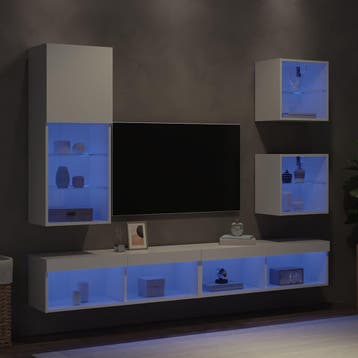 vidaXL 5-delige Tv-wandmeubelset met LED-verlichting bewerkt, Verzenden