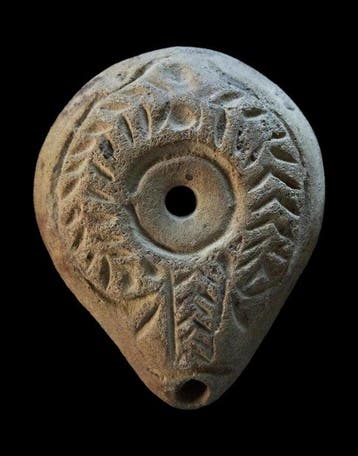 Oud-Egyptisch - keramische kikker-olielamp - 3e eeuw