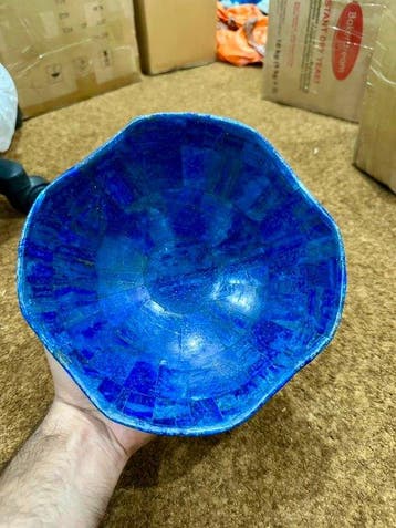Mosaïque en lapis-lazuli de 20 cm Bol - Largeur : 20 cm- 904