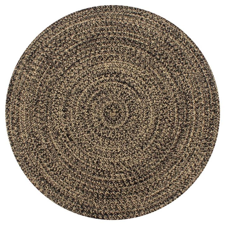 vidaXL Vloerkleed handgemaakt 90 cm jute zwart en naturel, Maison & Meubles, Ameublement | Tapis & Moquettes, Envoi