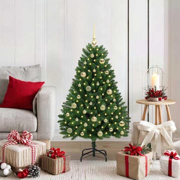 vidaXL Kunstkerstboom 120 cm 150 LEDs Warmwit PVC en Staal, Verzenden, Nieuw