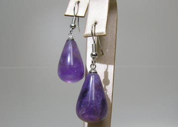 amethist Oorbellen - Hoogte: 40 mm - Breedte: 13.1 mm- 9.8 g