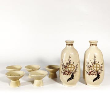 Bak - Porselein - 1950-1960 - Satsumayaki Sake Set,2+4