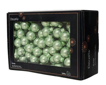 Balletjes op draad 2 cm matcha green glans doos 144 stuks, Nieuw