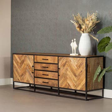 Dressoir Mangohout Gwenn 210 cm, Verzenden