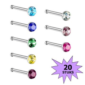 Fako Bijoux - Neuspiercing - Staafje Kristal - 3.0mm -, Handtassen en Accessoires, Piercings, Verzenden, Nieuw