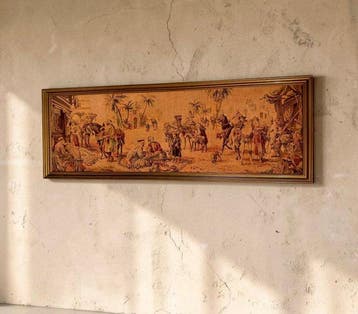Costumbristische scène - Wandtapijt - 53 cm - 149 cm - Markt