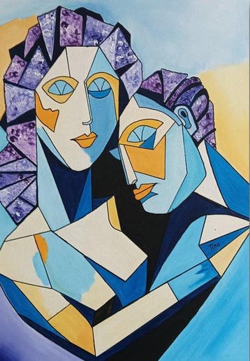 Tina Art - Lovers, Antiek en Kunst, Kunst | Schilderijen | Modern