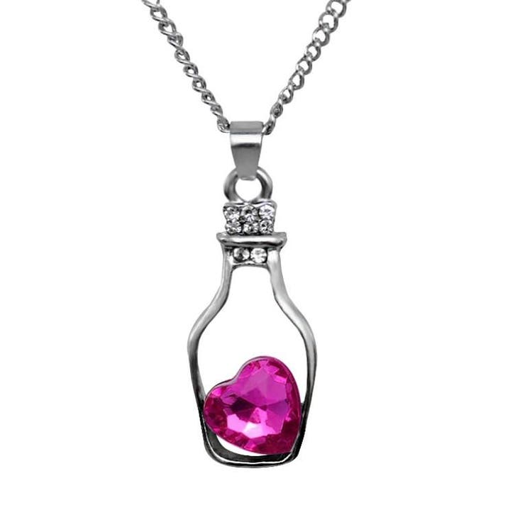 Fako Bijoux - Ketting - Fles Met Hart - Roze, Bijoux, Sacs & Beauté, Colliers, Envoi