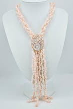 Corail - Argent - Collier - Corail rose et camée