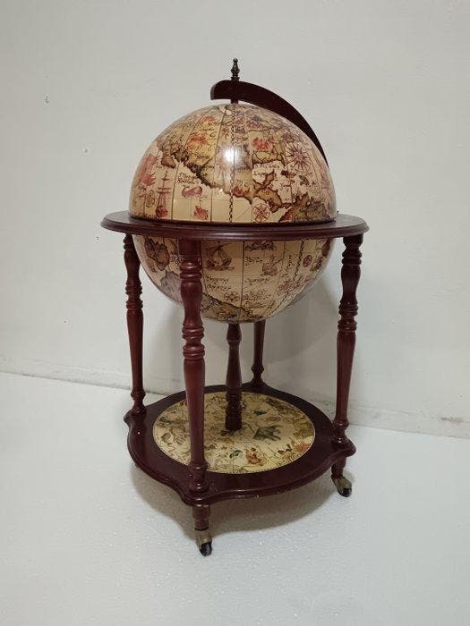Bar - Hout, pasta - Wereldbol-barmeubel, likeurkast, Antiquités & Art, Curiosités & Brocante