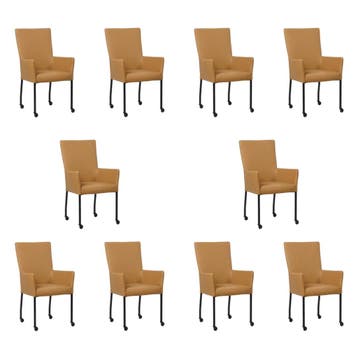 Set van 10 Leren eetkamerstoelen Deal met armleuning -, Ophalen of Verzenden