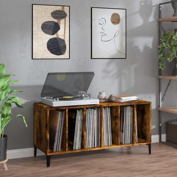 vidaXL Platenkast 100x38x48 cm bewerkt hout gerookt, Verzenden