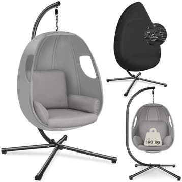 Hangstoel Anika met frame en kussen 160 kg - lichtgrijs, Verzenden, Nieuw