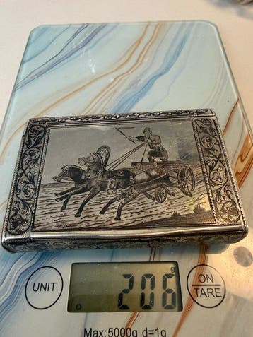sigaretten dispenser - .875 (84 Zolotniki) zilver, Nieuw