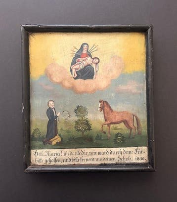 Antiek Votiefgeschenk - Olieverf op hout - 1850-1900 -