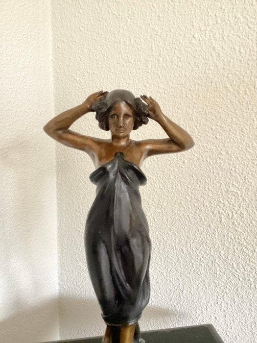 Statue, Ochtendgloren - 31 cm - Bronze, Marbre, Antiquités & Art, Curiosités & Brocante