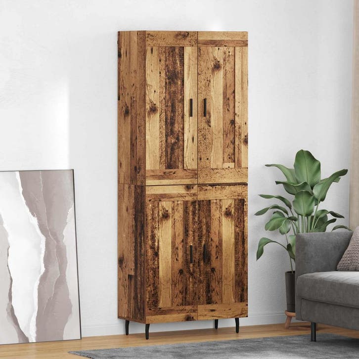 vidaXL Highboard 2 pcs Oud Hout Bewerkt hout, Huis en Inrichting, Kasten | Dressoirs, Nieuw, Verzenden