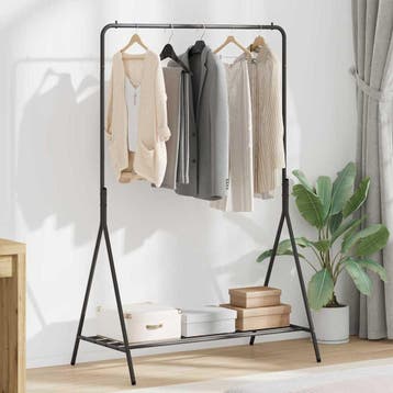 vidaXL Kledingrek met opslag Zwart 100 x 56 x 154 cm Staal, Verzenden