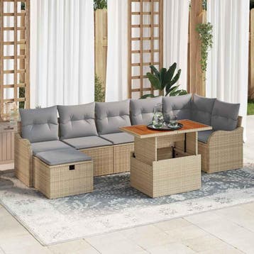 vidaXL Tuinbank Set 8 st Beige Poly rattan, Verzenden, Nieuw