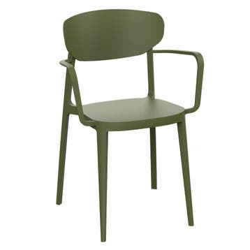 Stoel | LUGANO | Kunststof | Olive | In-/Outdoor |, Verzenden, Nieuw in verpakking