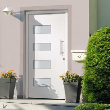 vidaXL Voordeur 100x200 cm aluminium en PVC wit, Verzenden