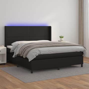 vidaXL Boxspring met matras en LED kunstleer zwart 160x200, Verzenden, Nieuw