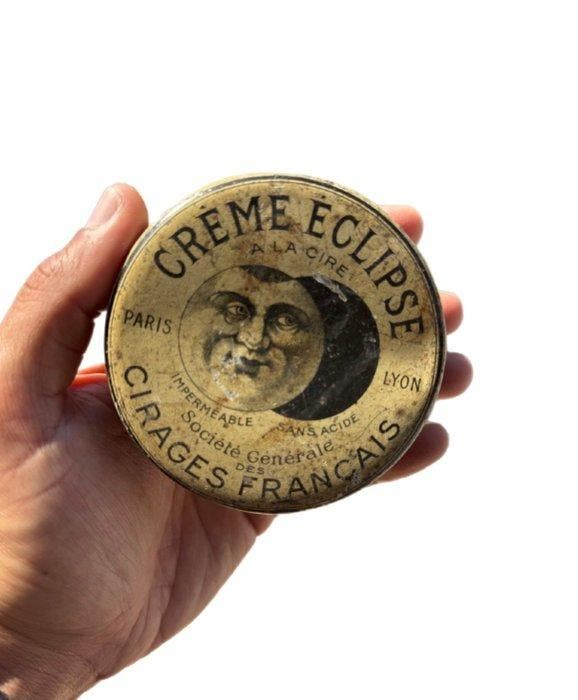 Iconische gelithografeerde blikdoos Crème Éclipse – Een, Antiquités & Art, Curiosités & Brocante